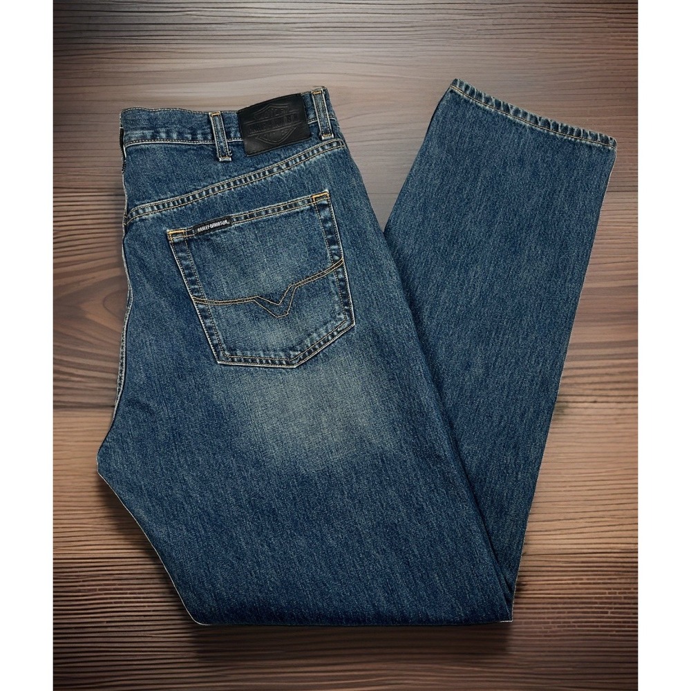Harley Davidson Mens 40x34 Classic Traditional Fit Medium Wash Denim Jeans